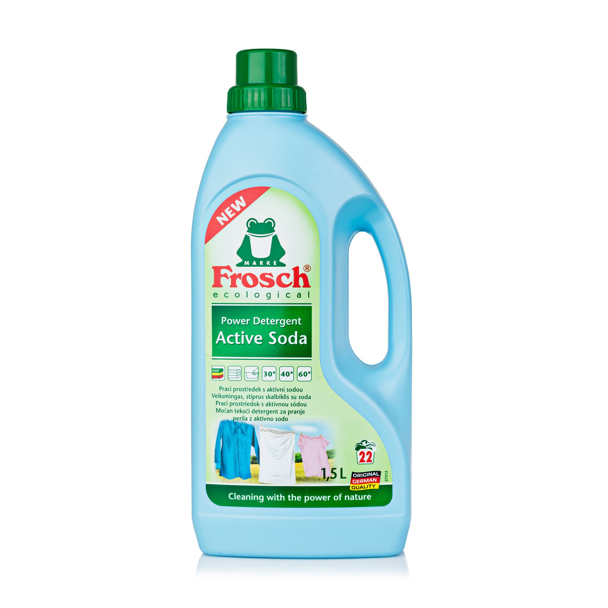 Концентрований рідкий засіб для прання Frosch Active Soda 22 цикли прання, 1.5 л